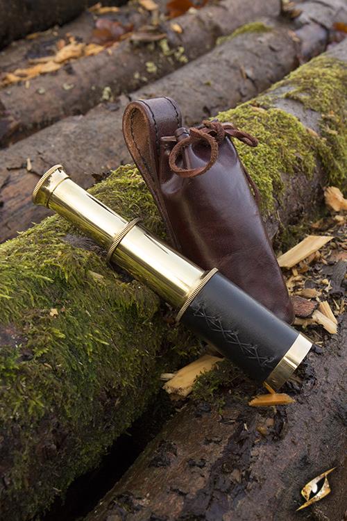 Telescope With Leather Pouch - Brass - Image 4
